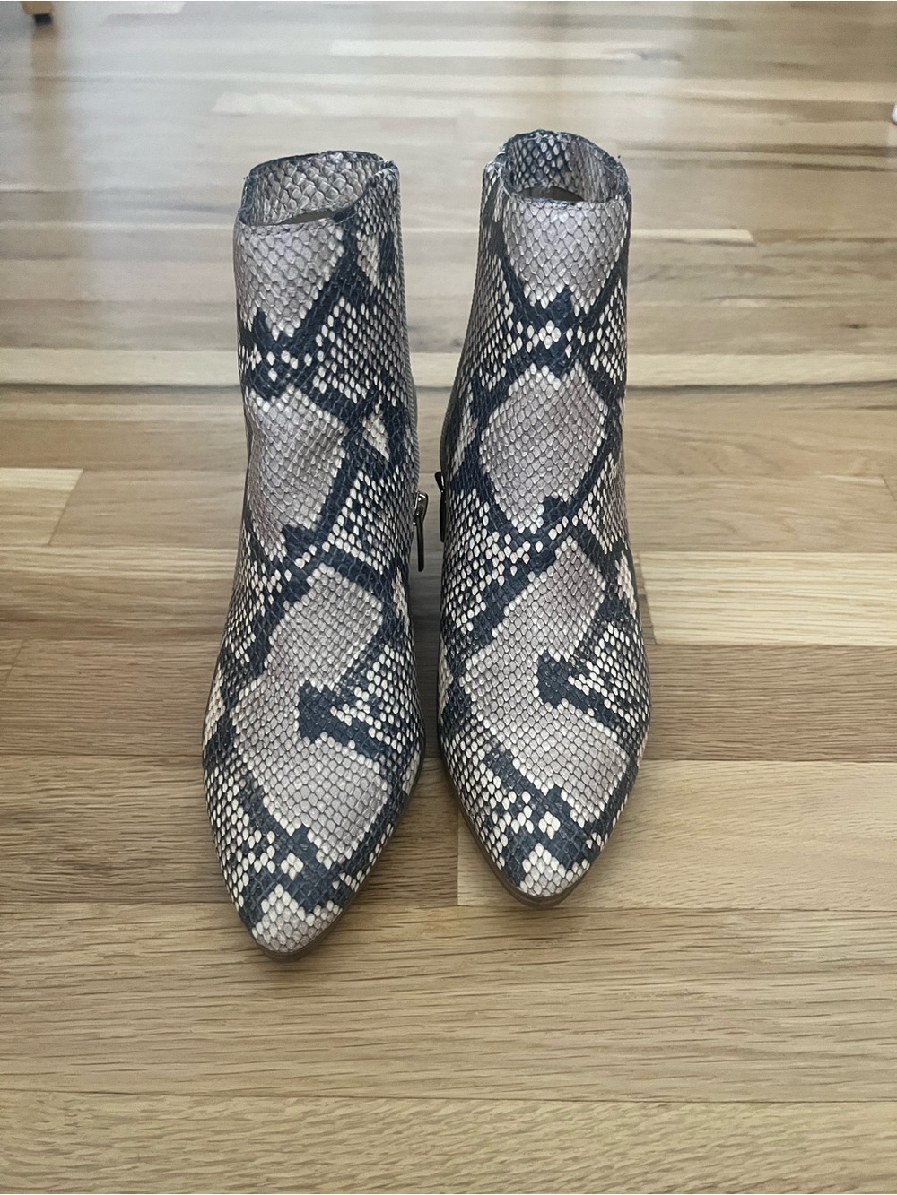 Vince Camuto Snake-Print Pointed Toe Ankle Boots